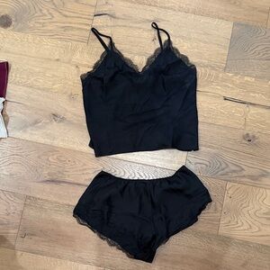 Victoria's Secret Black Lace Cami and Shorts Set